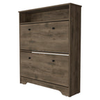 Shoe Rack Dublin, One Open Shelf, Two Extendable Cabinets, Dark Brown Finish - Grand Goldman Shop
