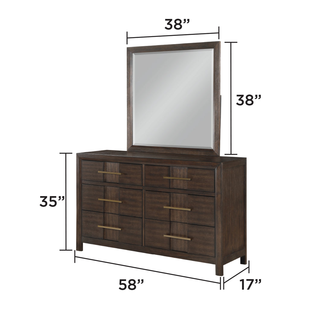 KENZO Modern King 5-Piece Storage Bedroom Set in Walnut Finish with LED Headboard, Bluetooth Speakers, USB Ports, Dresser, Mirror, Nightstand and Chest - Grand Goldman Shop