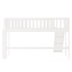 Twin Size Low Loft Bed with Ladder and Slide,White(OLD SKU:WF196418AAK) - Grand Goldman Shop