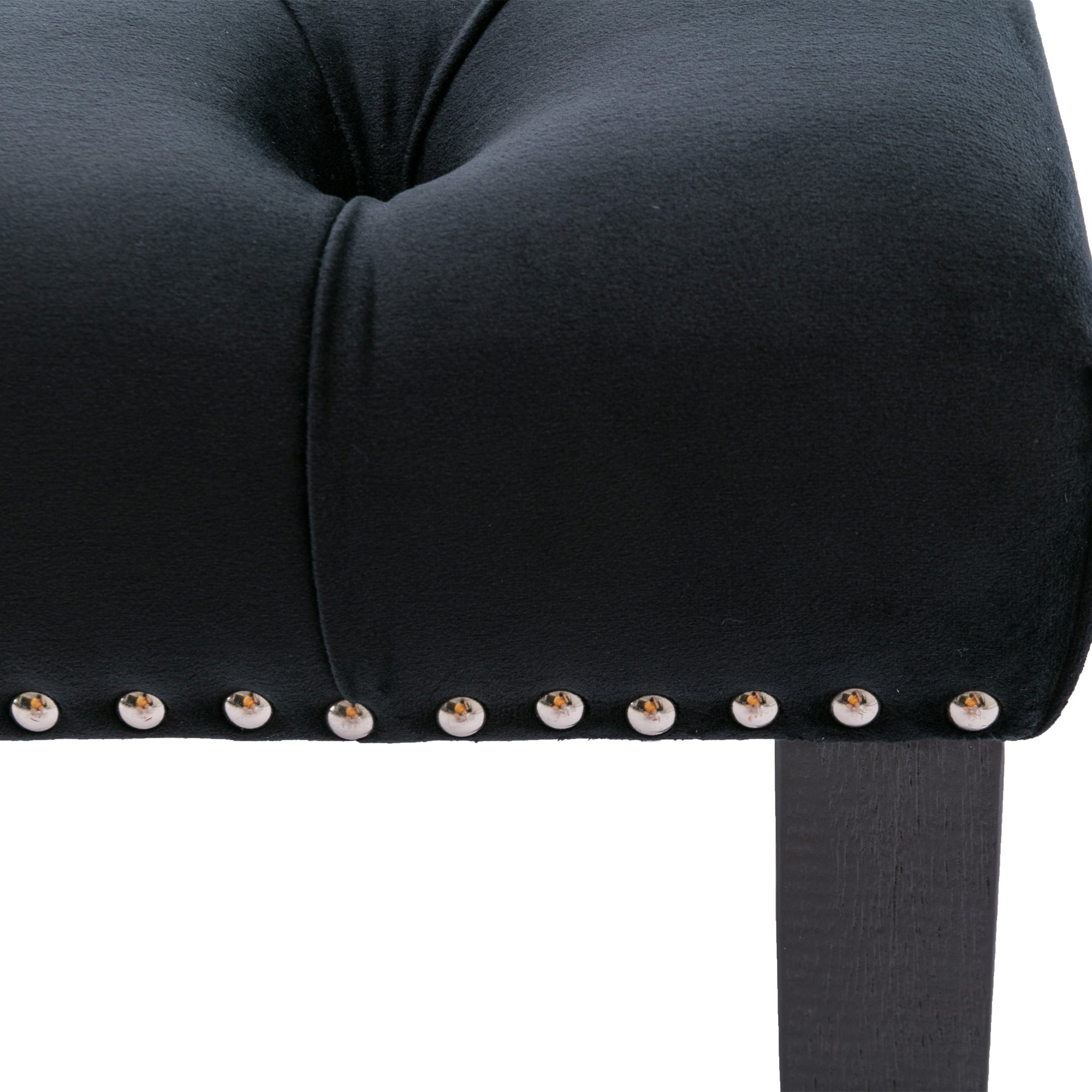 Heng Ming Upholstered Tufted Bench Ottoman , Velvet Dining Bench Bedroom Bench  Footrest Stool Accent Bench for Entryway Dining Room Living Room, Black - Grand Goldman Shop