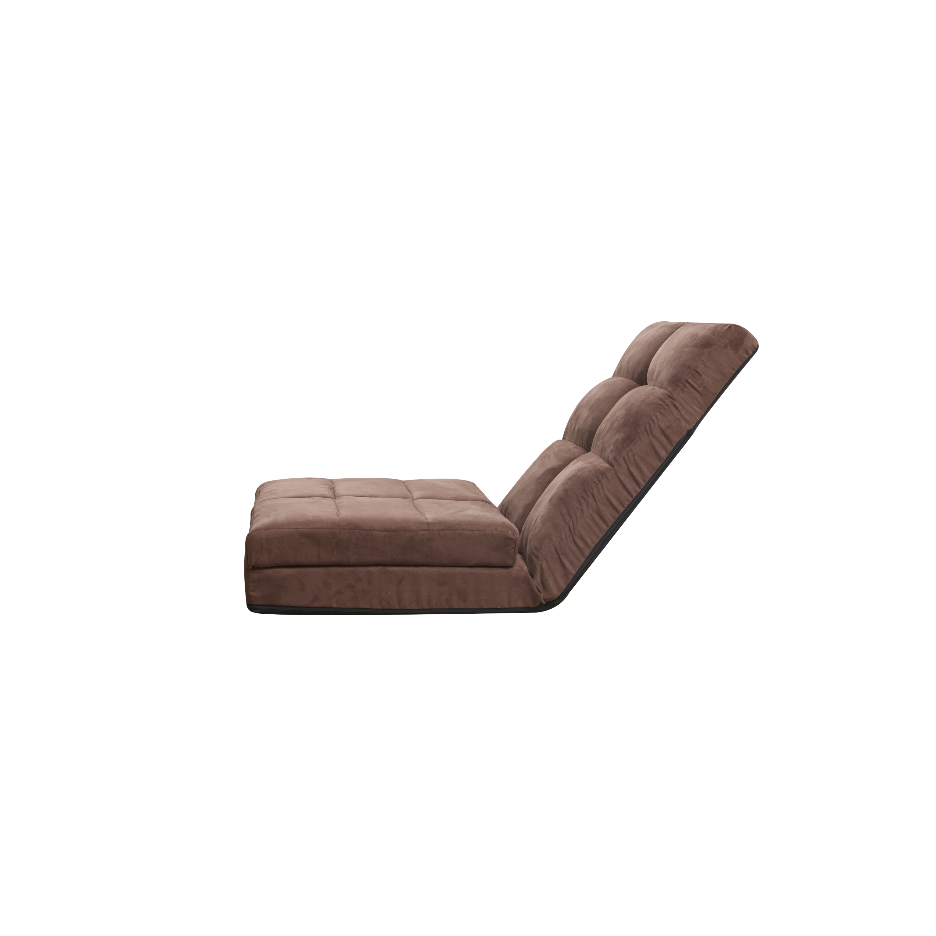 Modern Triple Fold-Down Brown Metal Frame Sofa Bed with 5 Reclining Positions and Pillow – Adjustable Upholstered Floor Couch for Gaming or Guest Room - Grand Goldman Shop