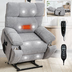 Grey Heat Massage Dual Motor Infinite Position Up to 350 LBS Large Electric Power Lift Recliners with Hidden Cup Holders, Power-Remote, Medium-firm and Heavy Duty - Grand Goldman Shop