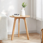 Round End Table- Small End Table Side Table Coffee Table Bedside Table Night Stand for Living Room Bedroom & Balcony, 100% Natural Solid Oak Wood Easy to Assemble - Grand Goldman Shop