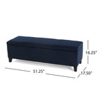 Indoor Dark Blue Storage Ottoman Bench - 51.25''L Upholstered Entryway Bench with Hidden Storage, 300lbs Weight Capacity for Living Room, Bedroom & Hallway - Grand Goldman Shop