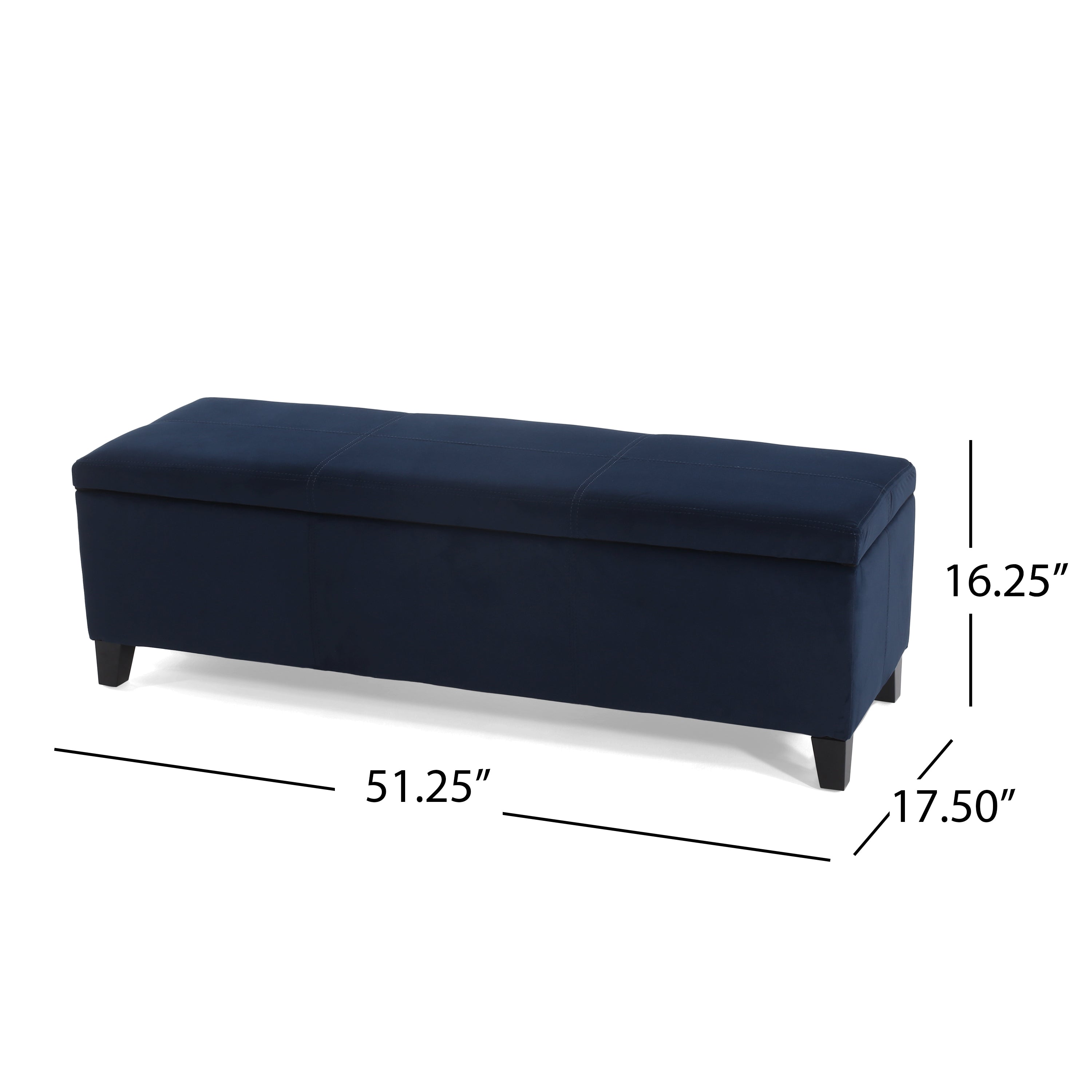 Indoor Dark Blue Storage Ottoman Bench - 51.25''L Upholstered Entryway Bench with Hidden Storage, 300lbs Weight Capacity for Living Room, Bedroom & Hallway - Grand Goldman Shop