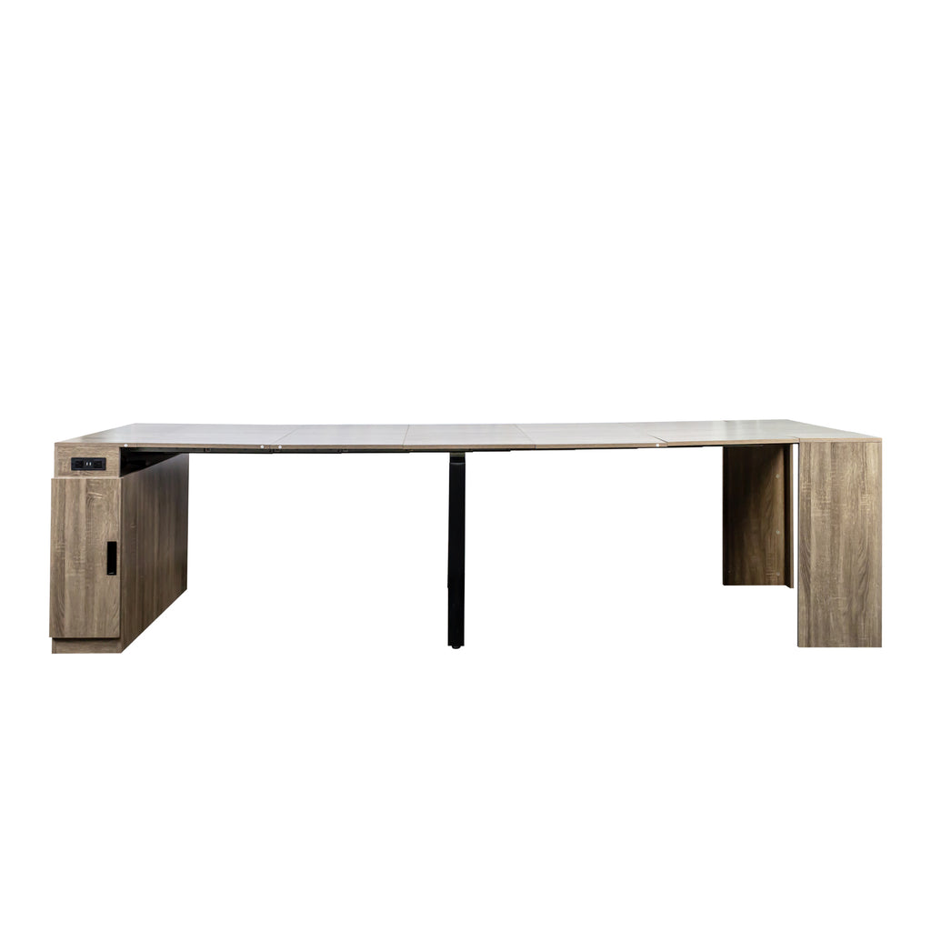 Modern Multifunctional Extendable Dining Table with Outlet, Space Saving Expanding Table with Storage for Party, Weddings, Meetings, Celebrations - Grand Goldman Shop