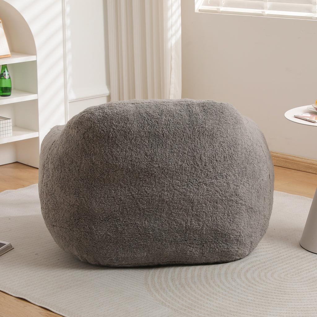Giant Bean Bag Chair for Adults, Spacious Memory Foam Bean Bag Sofa with Armrests in Light Gray Teddy Fabric, Comfy Seating for Living Room or Bedroom - Grand Goldman Shop
