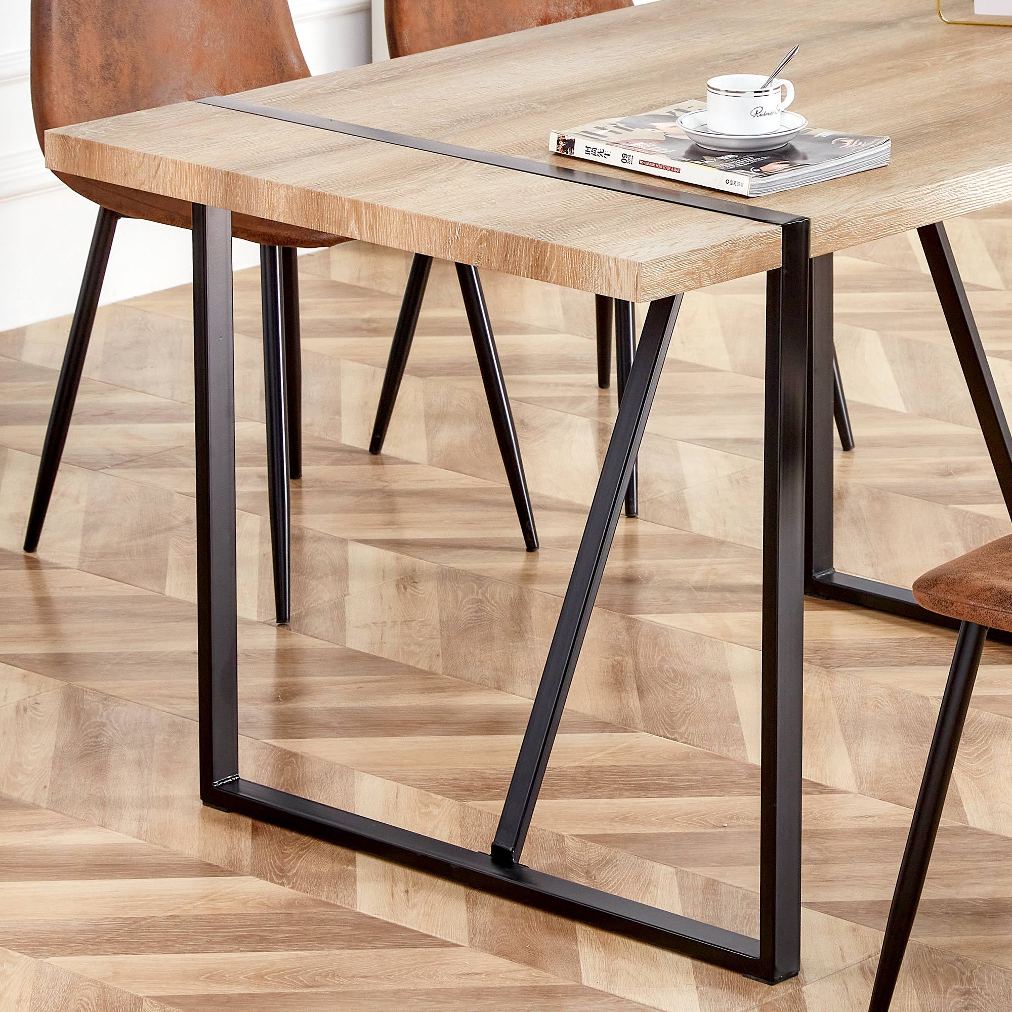 Rustic Industrial Rectangular Wood Dining Table For 4-6 Person, With 1.5' Thick Engineered Wood color Tabletop and Black Metal Legs,Desk For Kitchen Dining Living Room, 55.1' x 31.4'x 29.9'1529W115172 - Grand Goldman Shop