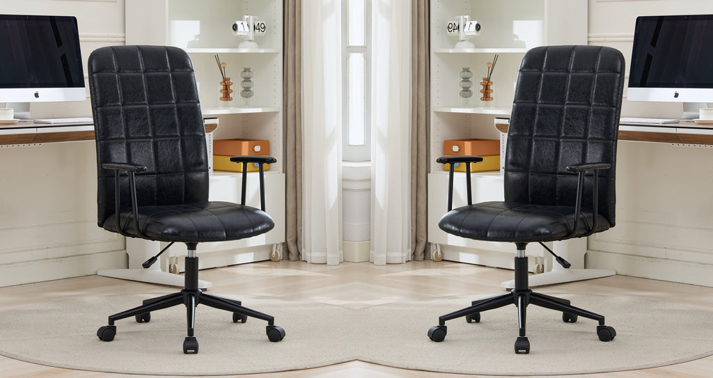 Antique black PU leather color office chair 2SETS, with armrest, high backrest,360 degree swivel , up and down adjustable gas