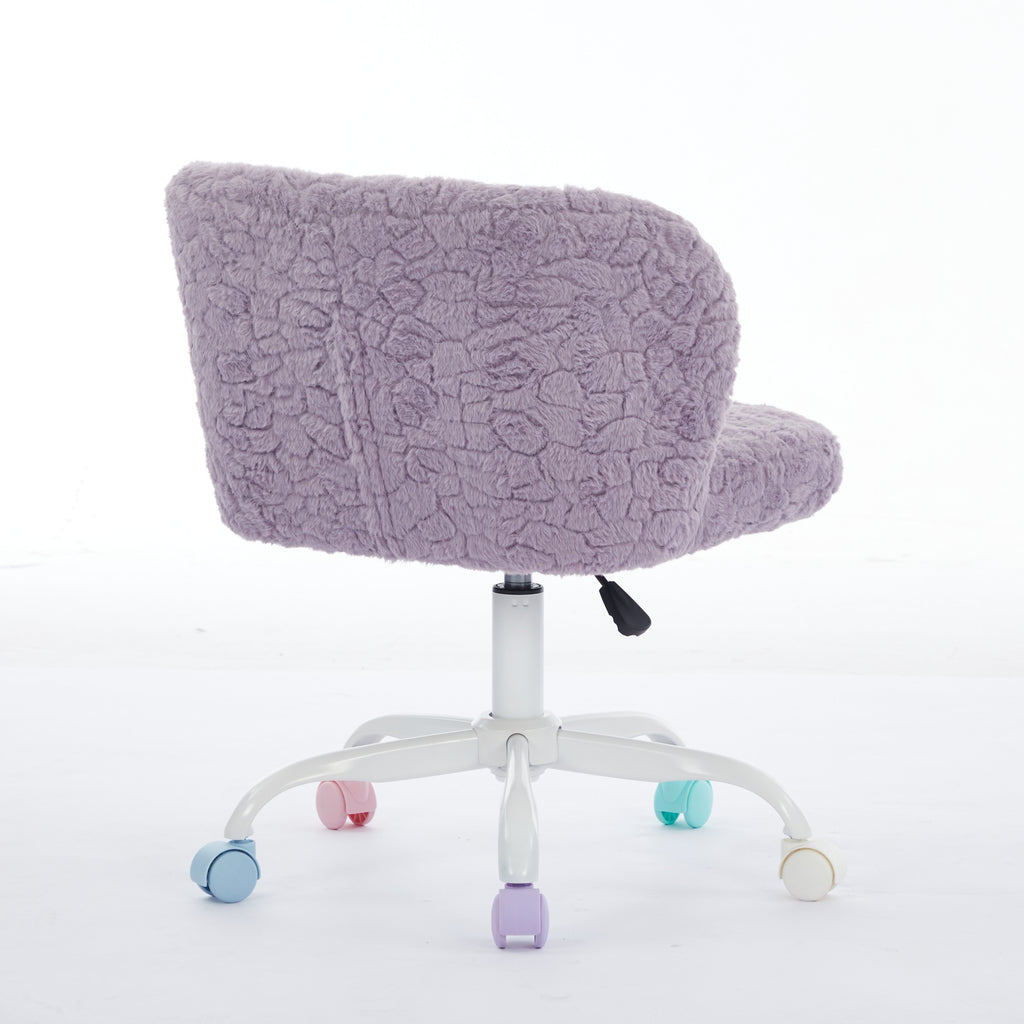 A&A Furniture Office Chair,Artificial rabbit hair Home Office Chair with Metal Base,Adjustable Desk Chair Swivel Office Chair