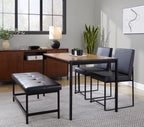 Bench in Black Metal and Black Faux Leather - Grand Goldman Shop