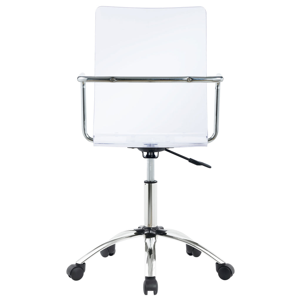 Clear and Chrome Acrylic Office Chair with Caster Wheels - Futuristic Design, Adjustable Height, Durable Metal Frame - Grand 