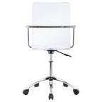 Clear and Chrome Acrylic Office Chair with Caster Wheels - Futuristic Design, Adjustable Height, Durable Metal Frame - Grand 