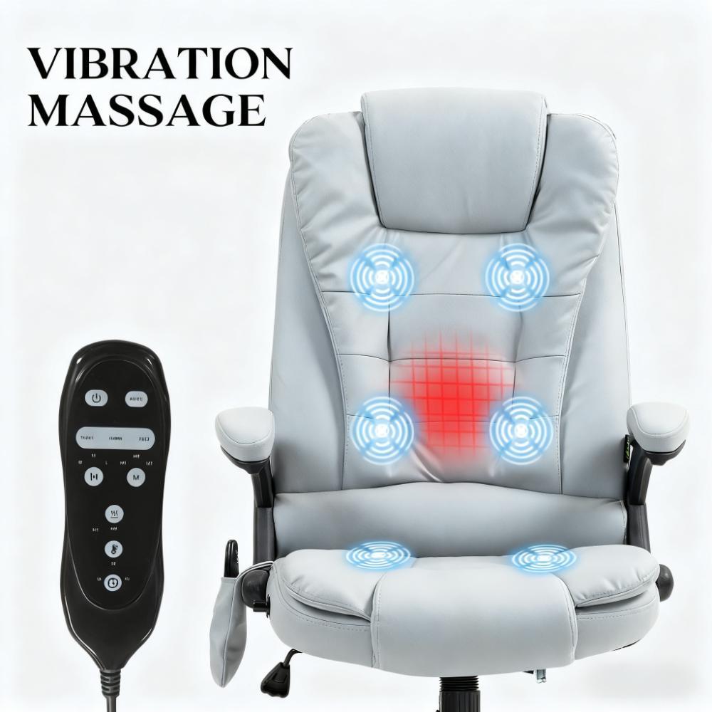 Microfiber Massage Desk Chair,Vibrating Massage Office Chair with Heat with Reclining Backrest - Grand Goldman