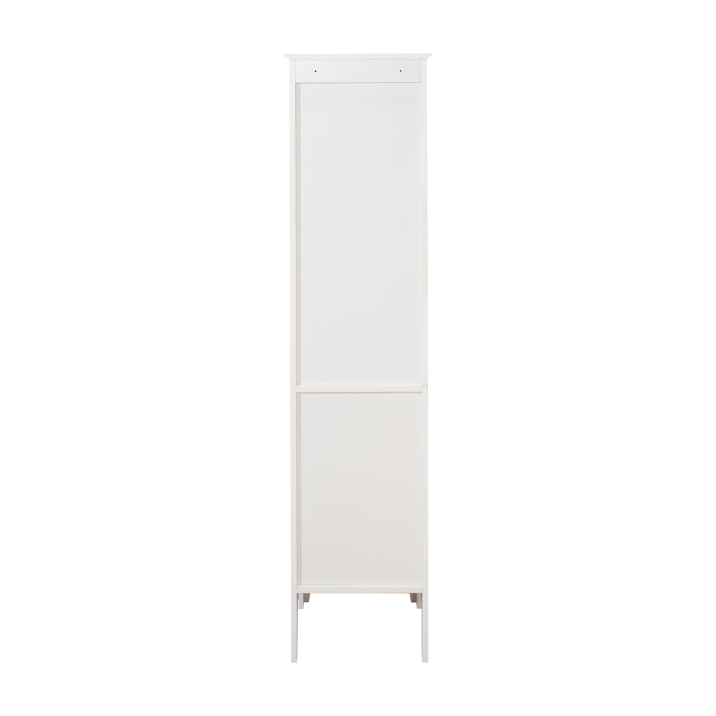 Tall Narrow Tower Freestanding Cabinet with 2 Shutter Doors 5 Tier Shelves for Bathroom, Kitchen ,Living Room ,Storage Cabinet,White - Grand Goldman Shop