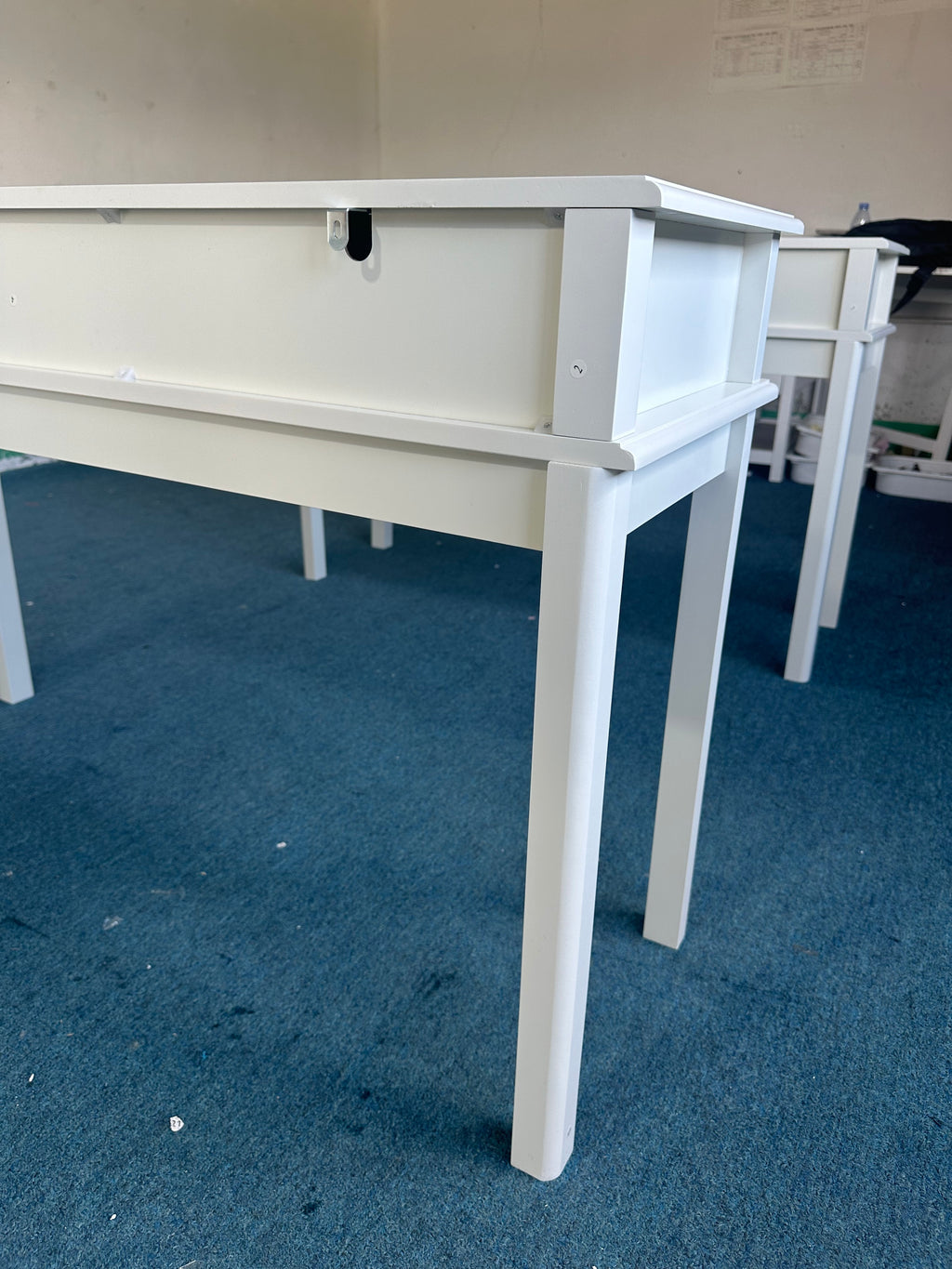 Cream White Vanity Desk with 3 Drawers, Modern Makeup Table or Writing Desk, Multipurpose Dressing Table for Bedroom, No Mirror Included - Grand Goldman Shop