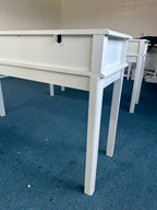 Cream White Vanity Desk with 3 Drawers, Modern Makeup Table or Writing Desk, Multipurpose Dressing Table for Bedroom, No Mirror Included - Grand Goldman Shop