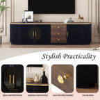 70.8'' Modern Minimalist TV Stand for TVs up to 80 Inches, Entertainment Center with 3 Drawers and 1 Shelf, Metal Handles and 2 Cabinets for Living room - Grand Goldman Shop