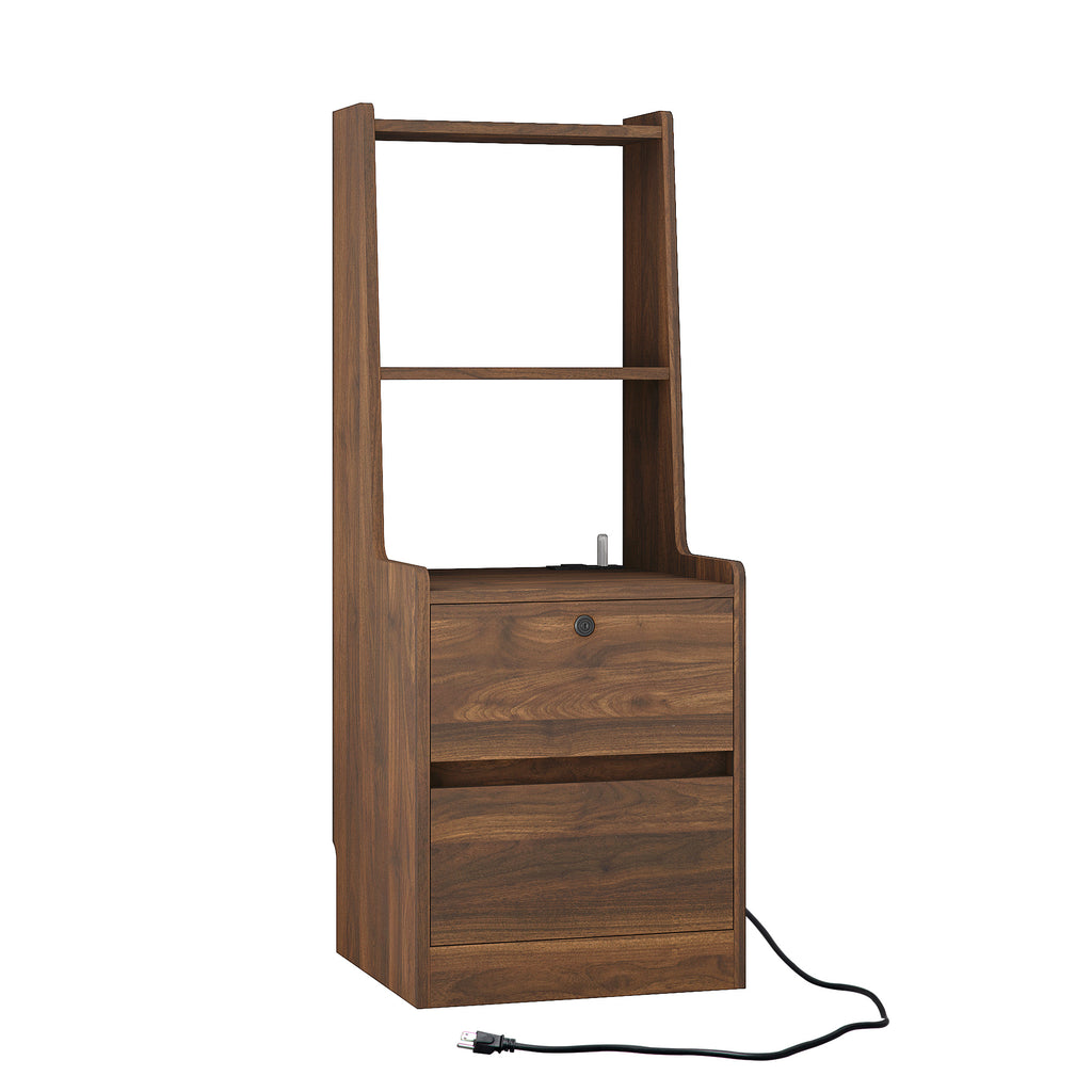 Nightstand with Charging Station, Smart Nightstand with Night Light, Modern Night Stand with Bookshelf, Bedside Tables with Storage Cabinet for Bedroom, Wood - Grand Goldman Shop
