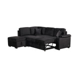 Modern Velvet Sleeper Sofa Bed with Storage Ottoman, Black, 84.75' L Shape - Grand Goldman Shop