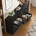 Black 9 Drawer Dresser, 63' Large Deep Chest of Drawers, Wooden Dresser Storage Cabinet with 9 Drawers for Bedroom, Long Dressers for Living Room, Hallway - Grand Goldman Shop