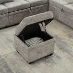 97 Inch L-Shaped Corner Sectional Sofa Couch with Storage Ottoman,Chenille Fabric Couch with 7 Seats & 2 Pillows for Living Room, Modern, Small Space, Easy Assembly,Grey - Grand Goldman Shop