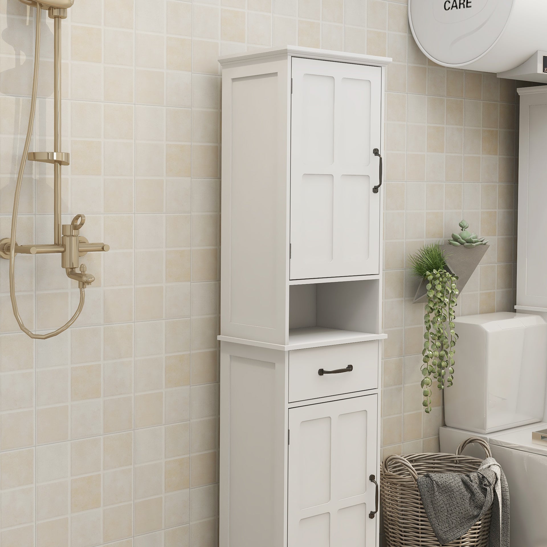 Double Door Narrow Height Slim Floor Standing Cabinet - Grand Goldman Shop