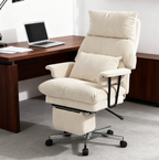 Overstuffed Office Chair with Lumbar Support , Cream White | Premium Home Decor - Grand Goldman