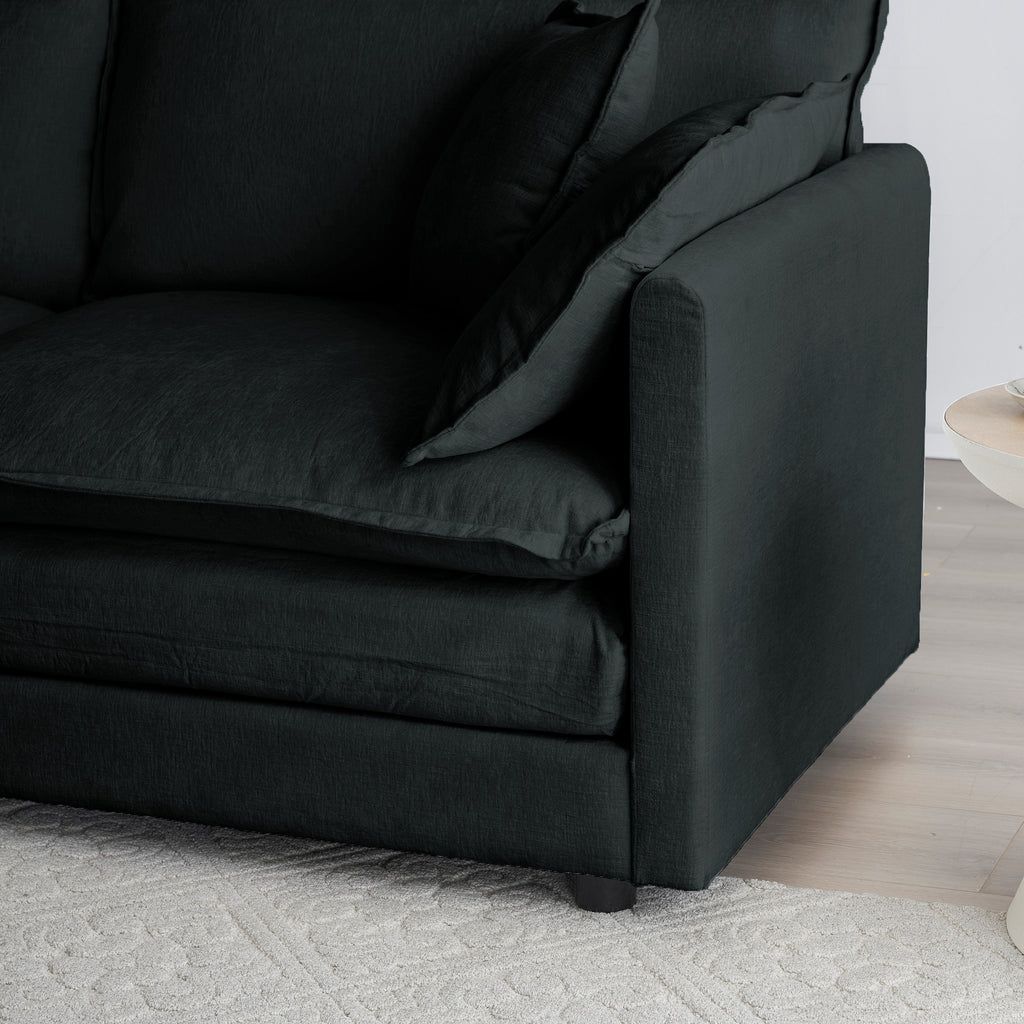 Chenille Fabric Ottomans Footrest to Combine with 2 Seater Sofa, 3 Seater Sofa and 4 Seater Sofa, Black Chenille - Grand Goldman Shop
