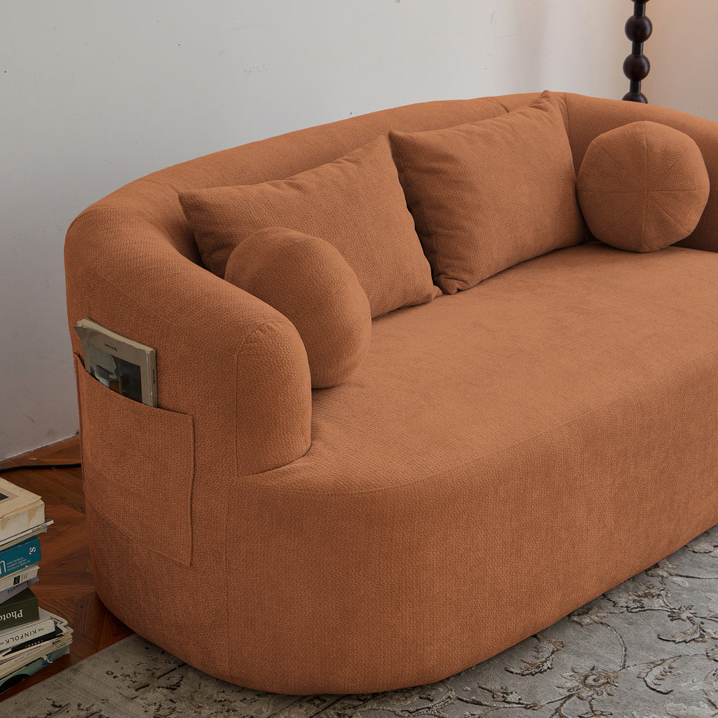 Sofa-in-a-Box, Memory Foam 2-Seater Couch, No Installation & Easy to Transport, Deep Seat Modern Sofa with chenille Fabric, Couch for Living Room, Bedroom, Apartment, Home Office,Orange - Grand Goldman Shop