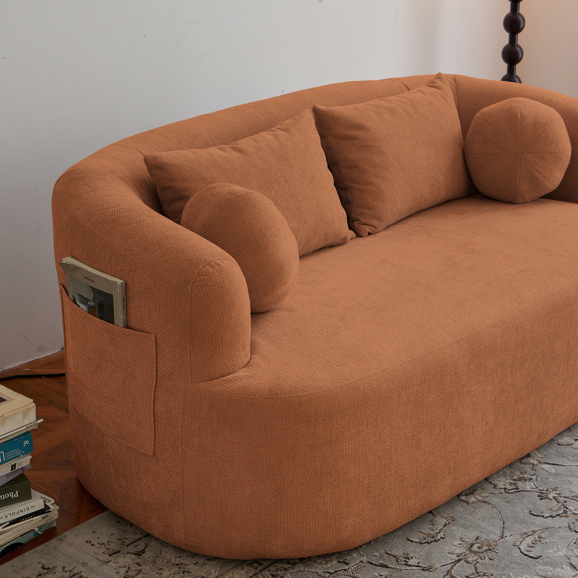 Sofa-in-a-Box, Memory Foam 2-Seater Couch, No Installation & Easy to Transport, Deep Seat Modern Sofa with chenille Fabric, Couch for Living Room, Bedroom, Apartment, Home Office,Orange - Grand Goldman Shop