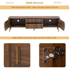 Mid Century TV Stand with 2 Drawers, Media Console Table for TVs up to 80'', Walnut Finish Solid Wood and MDF Entertainment Center for Living Room, Bedroom, Home Theatre - Grand Goldman Shop
