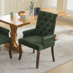 Upholstered Chenille Fabric Accent Dining Chair, Curved Solid Wood Legs, Elegant Tufted Club Dining Room Kitchen Room Arm Dining Chair, Single Pack,Olive Green,SW1895OL - Grand Goldman Shop