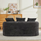 Curved Loveseat, Small Chenille Sofa with 3 Pillows, Deep Seat Couch for Apartment, Living Room, No Assembly Needed - Grand Goldman Shop