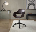 Contemporary Task Chair in Black Metal and Espresso Faux Leather - Grand Goldman