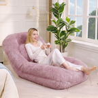 [NEW ARRIVED] [VIDEO PROVIDED] Human Dog Bed,Lazy Sofa,5-Position Adjustable Convertible,Floor Gaming Chair,bedroom, living room,Suitable for gaming, meditation,relaxation,Plush Fabric,Pink - Grand Goldman Shop