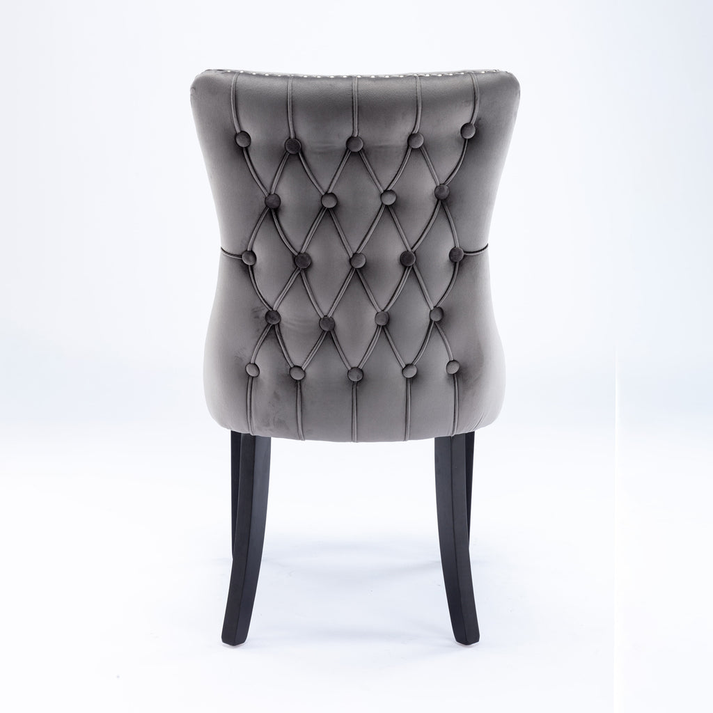 A&A Furniture,Upholstered Wing-Back Dining Chair with Backstitching Nailhead Trim and Solid Wood Legs,Set of 2, Gray,SW8809GY,  KD - Grand Goldman Shop