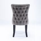 A&A Furniture,Upholstered Wing-Back Dining Chair with Backstitching Nailhead Trim and Solid Wood Legs,Set of 2, Gray,SW8809GY,  KD - Grand Goldman Shop