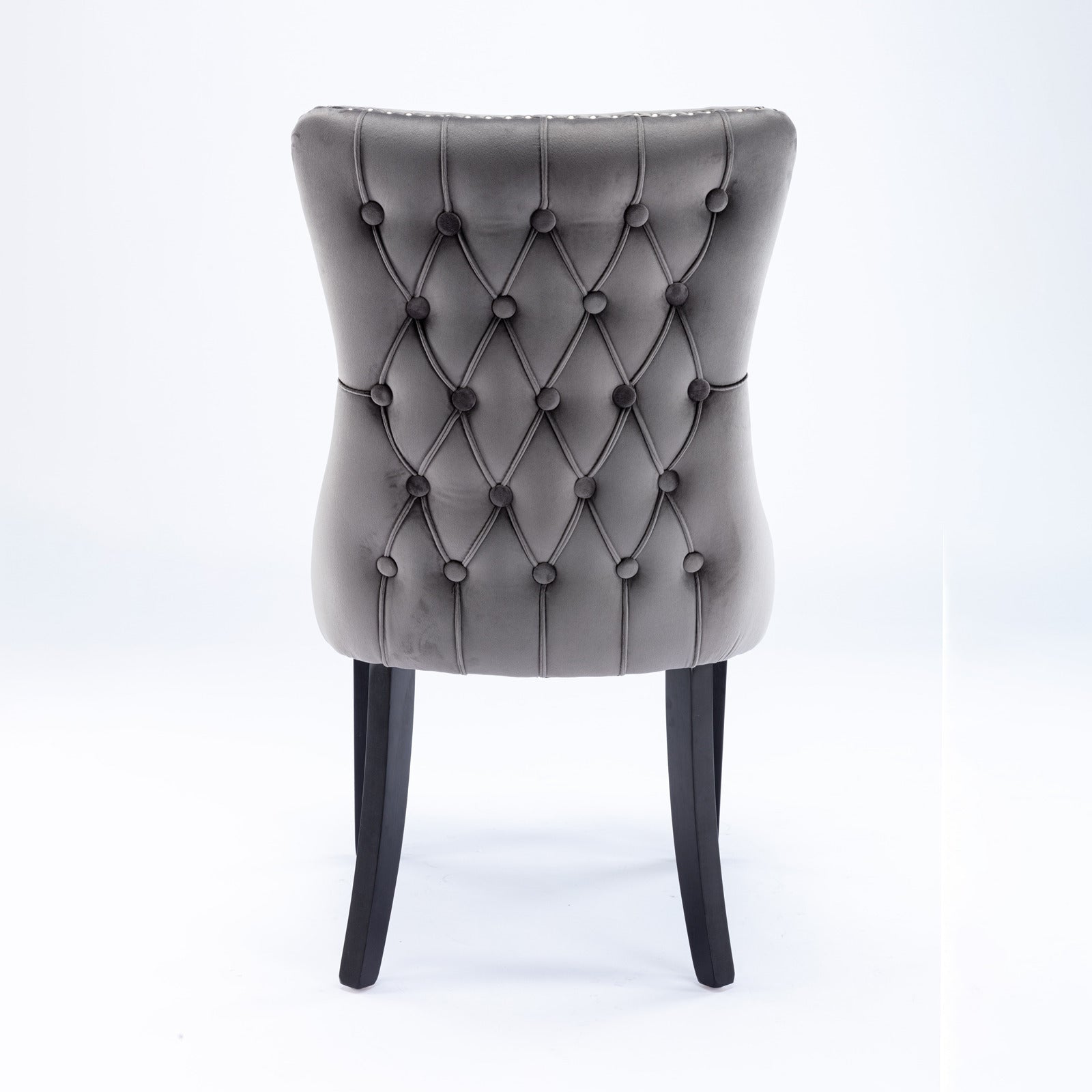 A&A Furniture,Upholstered Wing-Back Dining Chair with Backstitching Nailhead Trim and Solid Wood Legs,Set of 2, Gray,SW8809GY,  KD - Grand Goldman Shop