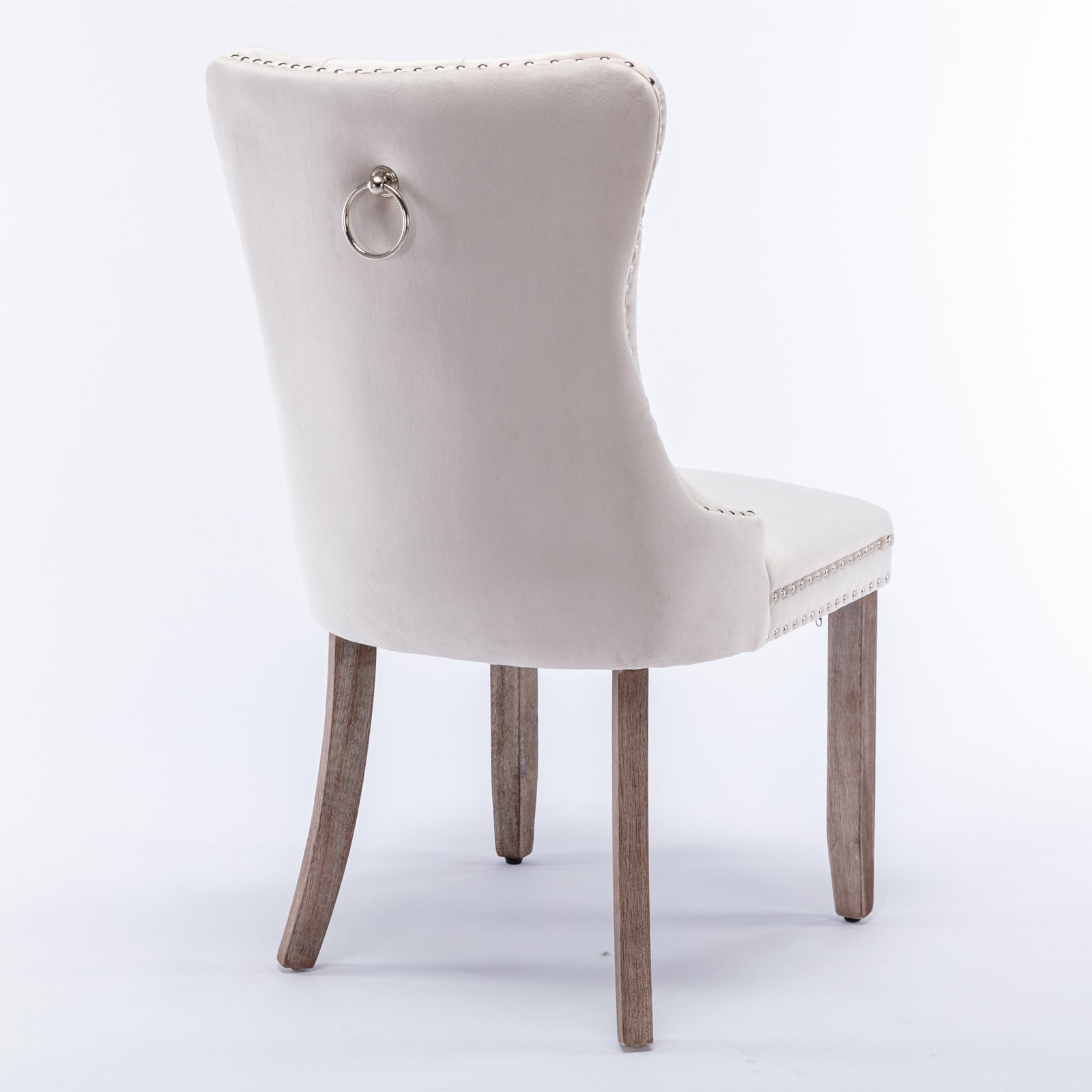Nikki Collection Modern, High-end Tufted Solid Wood Contemporary Velvet Upholstered Dining Chair with Wood Legs Nailhead Trim 2-Pcs Set,Beige, SW2001BG - Grand Goldman Shop