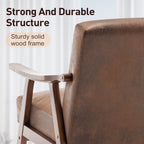 Mid-Century Modern Wingback Accent Chair with Solid Wood Frame and Extra-Thick Backrest – Lounge Chair for Living Room, Bedroom, or Reading Room - Grand Goldman Shop