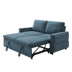 Convertible Sofa Bed 62.75' Loveseat with Adjustable Backrest and USB Ports in Blue Chenille Fabric - Grand Goldman Shop