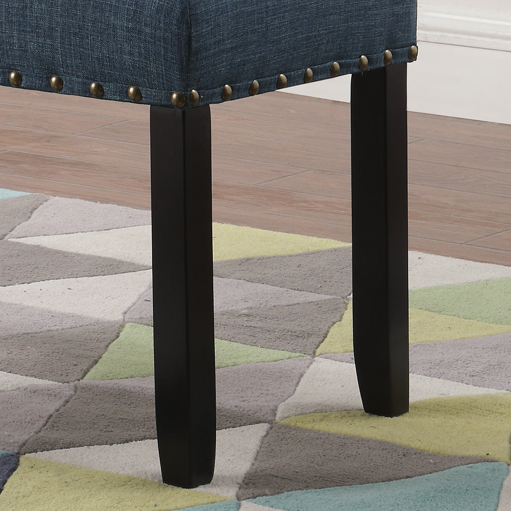 Biony Fabric Dining Bench with Nailhead Trim, Blue - Grand Goldman Shop