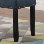 Biony Fabric Dining Bench with Nailhead Trim, Blue - Grand Goldman Shop
