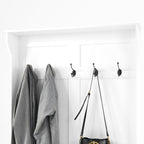 Entryway Bench with Standing Coat Rack, Hall Tree with Shoe Storage Bench, Entryway Organizer with 5 Hooks, White - Grand Goldman Shop