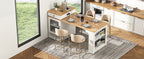 K&K 59.5' Kitchen Island with Extendable Dining Table, Kitchen Storage Table with Double-sided Storage, Kitchen Island with 2 Drawers, Power Outlet, Side Open Shelves, for Kitchen, Dining Room, White - Grand Goldman Shop