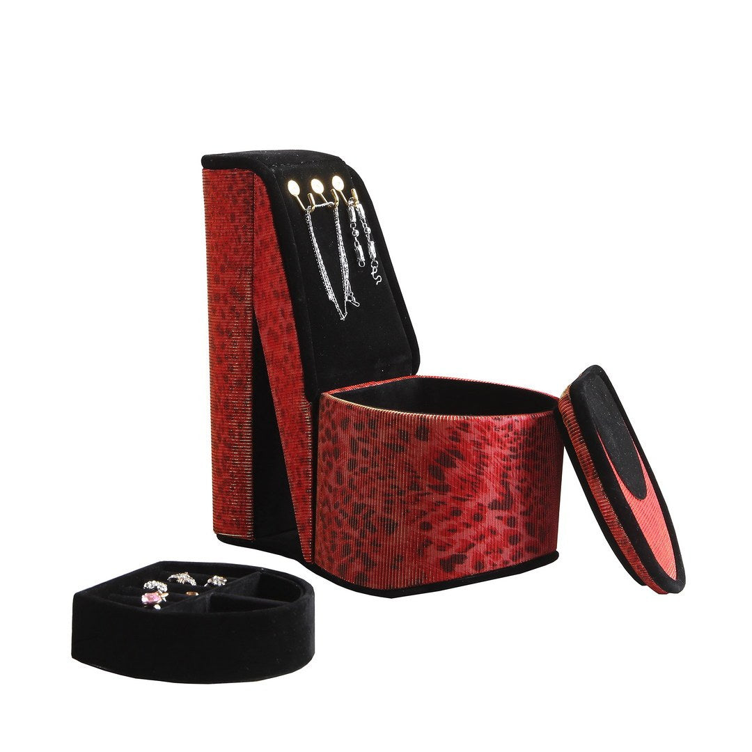 9' Tall Display Jewelry Box with Hooks, High Heel Shoe Design, Leopard Print - Grand Goldman Shop