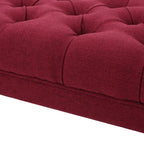 HILTON Ottoman Bench with Button Tufting and Half-Circle Legs in Red Fabric - Grand Goldman Shop