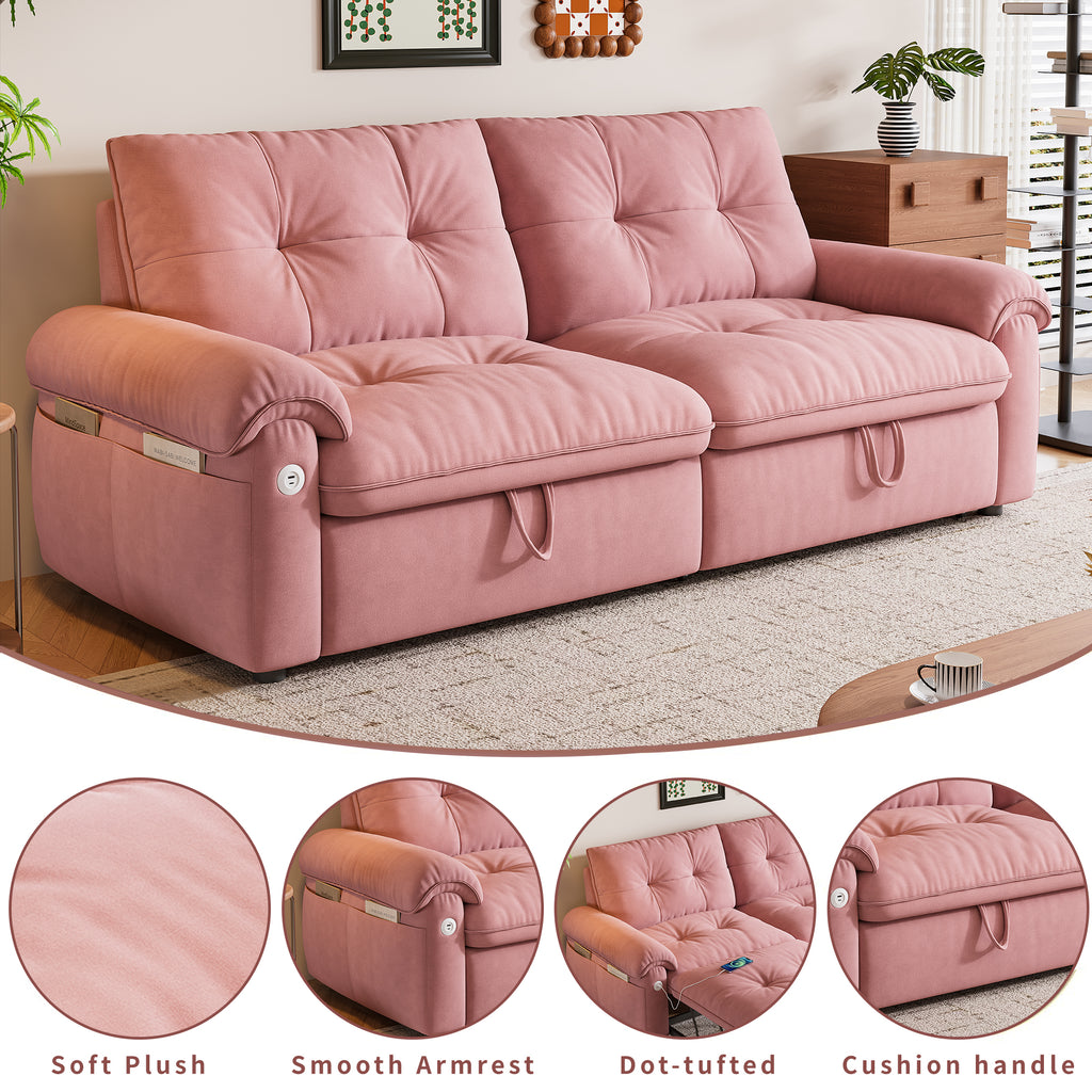 W3820S00026, a 77-inch convertible sofa bed, and a 2-in-1 piece suitable for both sitting and lying. Made of cloud-like fabric, it is applicable to living rooms, bedrooms and apart - Grand Goldman Shop