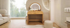 39' Makeup Vanity Table with Mirror Touch Screen Lighted Mirror, Dressing Table with Drawer for Bedroom, Natural - Grand Goldman Shop